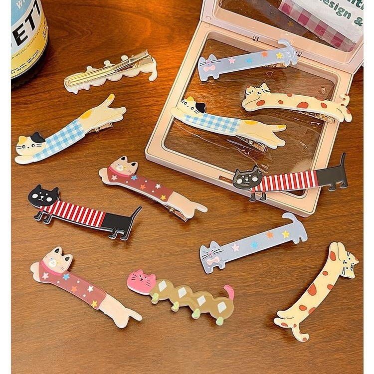 Cute cartoon cat hair clips, side hair clips for girls' bangs on the forehead, headwear, wholesale hair clips for college girls full figure
