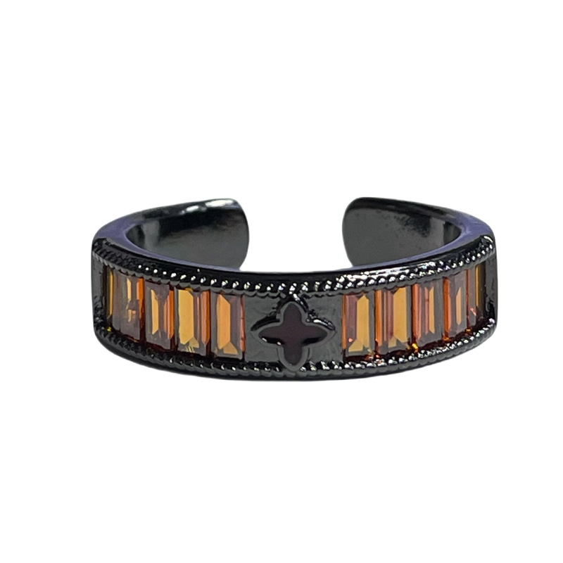 Maillard retro urban film style open ring for women, irregular moonstone, niche and cold style food ring Item Picture