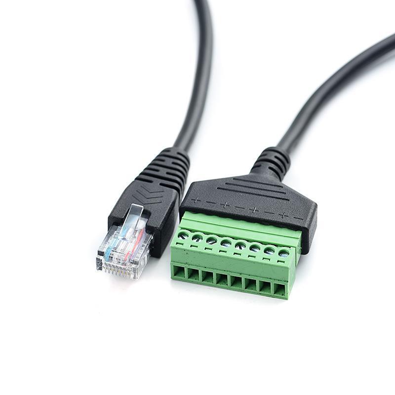 The RJ45 network cable extension cable is solder-free with screw holes for fixing terminal blocks and connecting to an 8-core extension cable details Picture