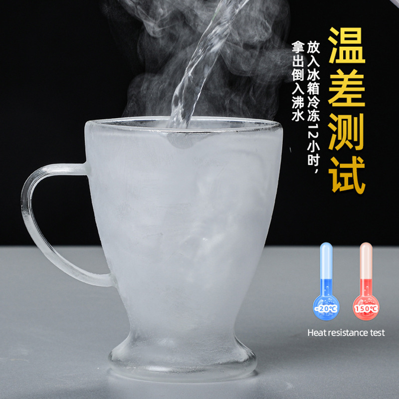 Customized double-layer glass cups, heat-insulating transparent tea cups, creative water cups, coffee cups, beverage cups, double-layer water cups with handles Application Scenario