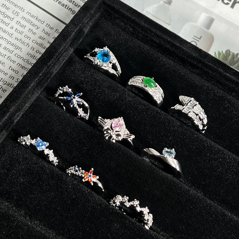 Snake-shaped zodiac year light luxury full diamond open ring, women's fashion, flower fashion, cold style, niche design index finger ring Application Scenario