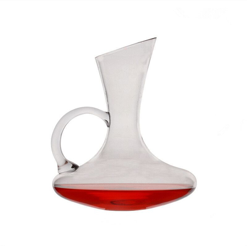 Transparent glass decanter, slanted mouth with handle pot, large belly decanter, cold cut decanter, factory direct sales at special price Item Picture