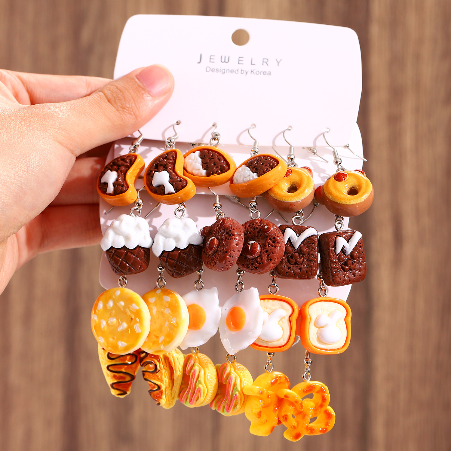 European and American cross-border fun and funny cartoon simulation food cookie earring set for women, exaggerated and unique earrings for women full figure