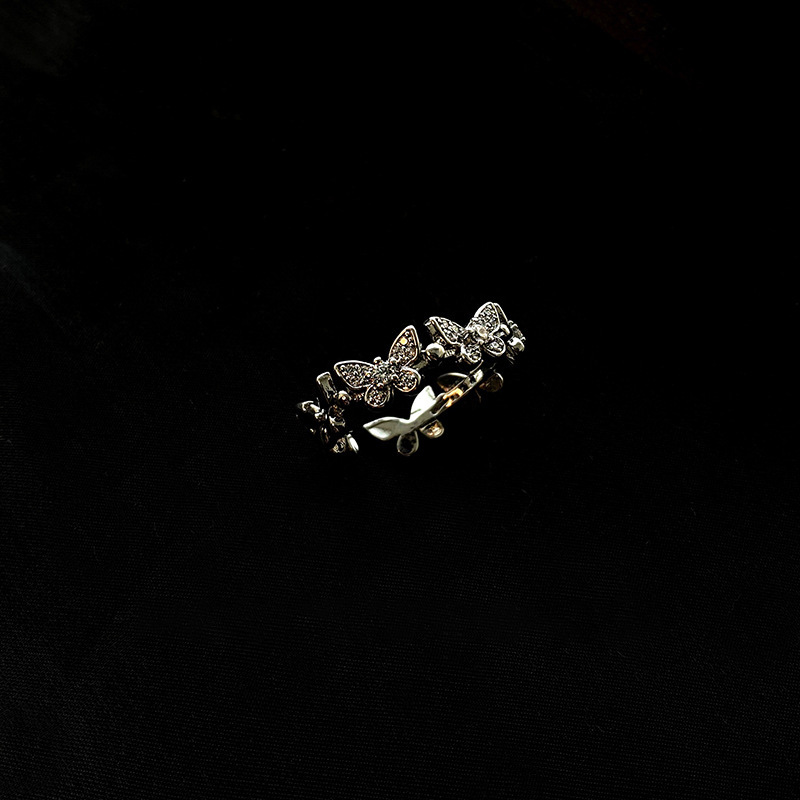 Fashionable and individual, super fairy-tale style, trendy and niche design, butterfly style, light luxury, open ring, adjustable for women on Instagram Specification drawing