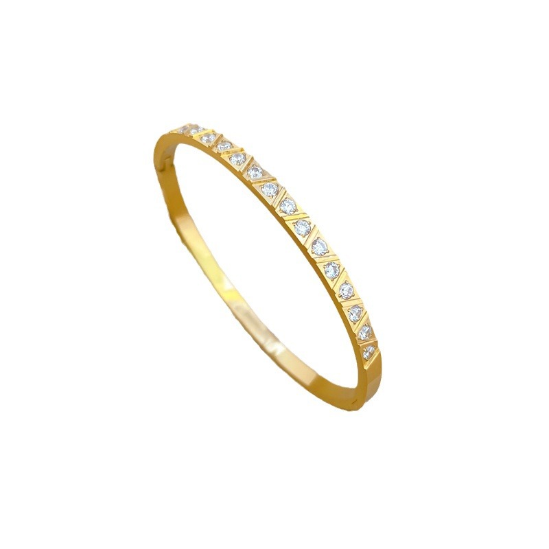 【 All-titanium Steel 】 European and American round zircon minimalist style titanium steel bracelet, minimalist cross-border retro stainless steel jewelry Item Picture