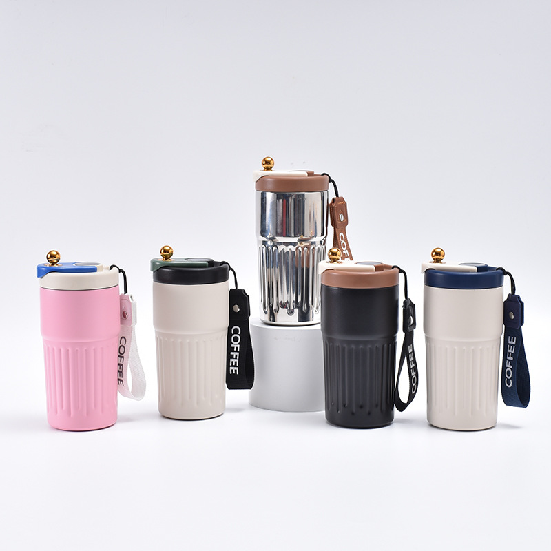 Cross-border high-appearance-level double-layer 304 stainless steel insulated cup, smart temperature-displaying coffee cup, portable car travel cup details Picture