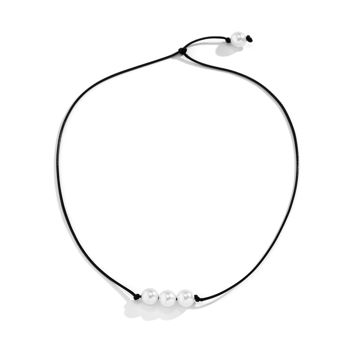 European and American cross-border jewelry, simple design sense beaded collarbone chain, Bohemian ethnic style imitation pearl necklace Item Picture