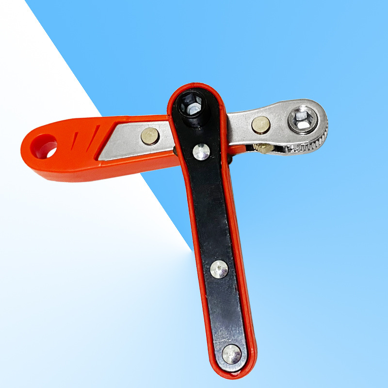 In stock: yellowish-green and red mini ratchet 1/4 screwdriver shank 6.35 quick and easy socket wrench Item Picture