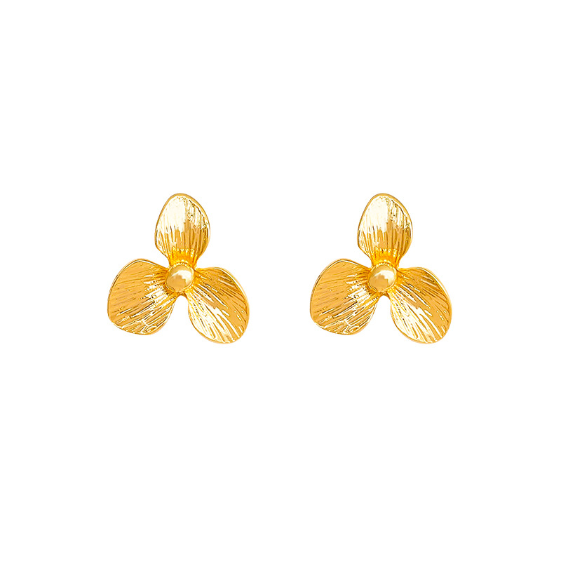 Korean-style simple and small flower stud earrings for women, high-end metal style earrings, unique and versatile earrings wholesale Item Picture
