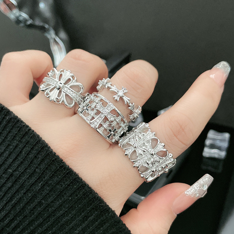Cross-border European and American punk irregular cross Croix core fashionable adjustable ring, female hip-hop personality ring trend details Picture