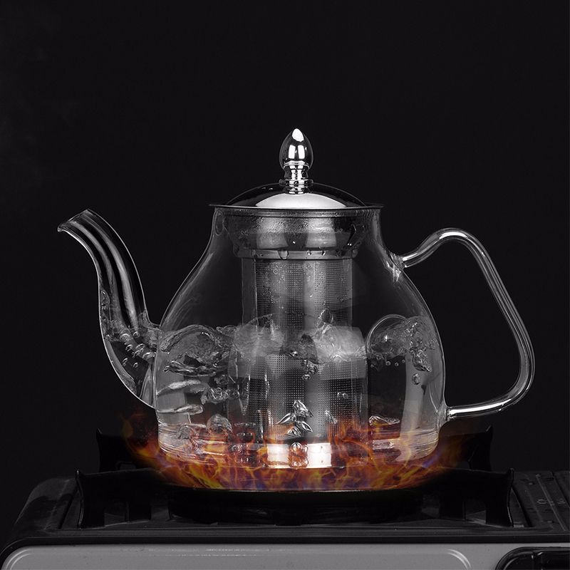 【 Customized LOGO】 Household water kettle, tea and water separation health pot, high borosilicate glass brewing pot, stove cooking pot Specification drawing