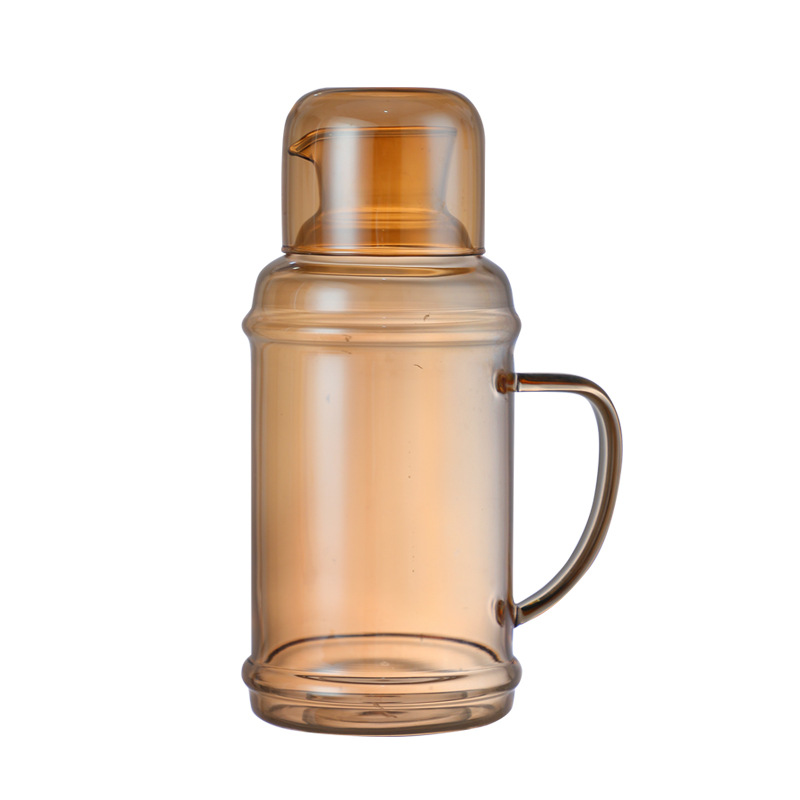 A set of high-appearance-level retro cold water kettle and glass water cup for household use, transparent glass cold water kettle, heat-resistant and explosion-proof water utensils Item Picture