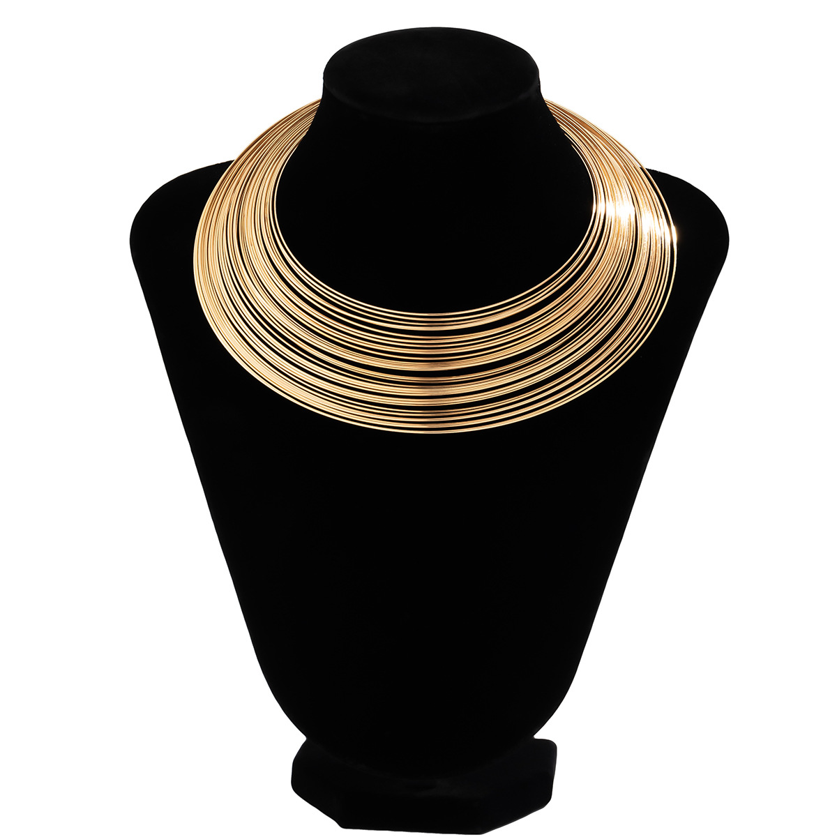 European and American cross-border accessories, African-style necklaces, punk metal necklaces, multi-layer open plain necklaces, choker necklaces Item Picture