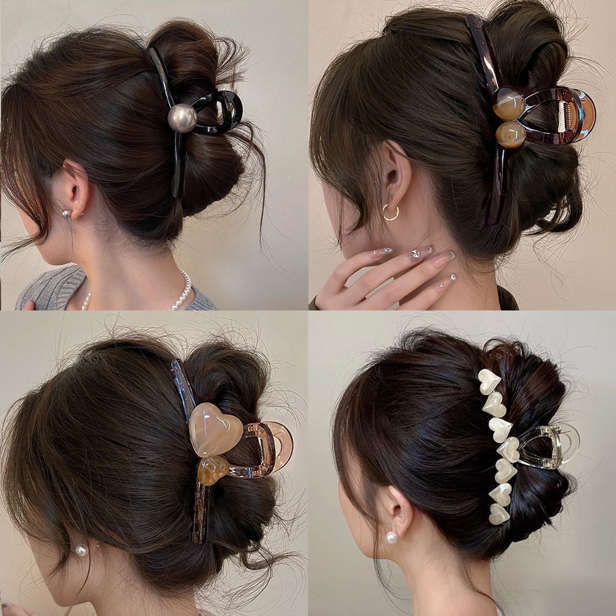 New Korean-style spring and summer hair grabber with a high-end feel, large hair volume, shark clip, women's back head hair grabber full figure
