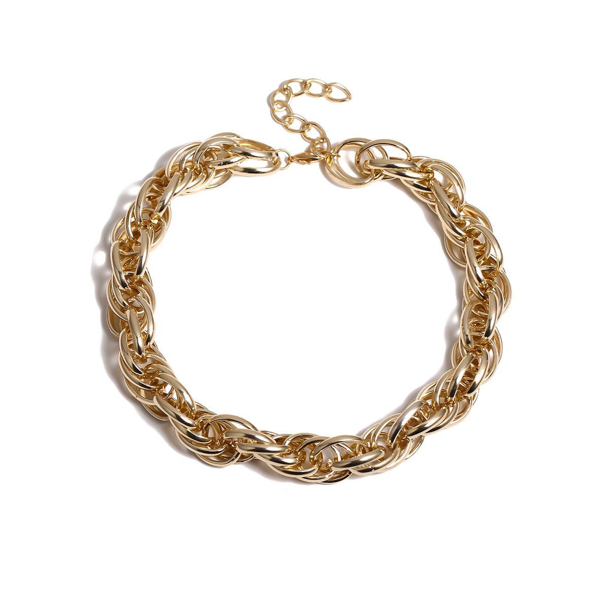 European and American cross-border jewelry, simple and retro metal style necklaces, exaggerated female personality, thick twisted chain geometric necklaces Item Picture