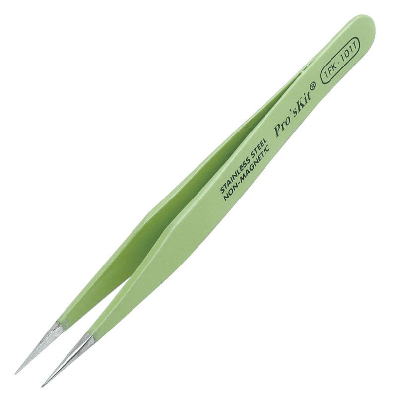 Taiwan Bao 1PK-101T anti-static, insulating and anti-magnetic round-pointed tweezers (120mm) full figure