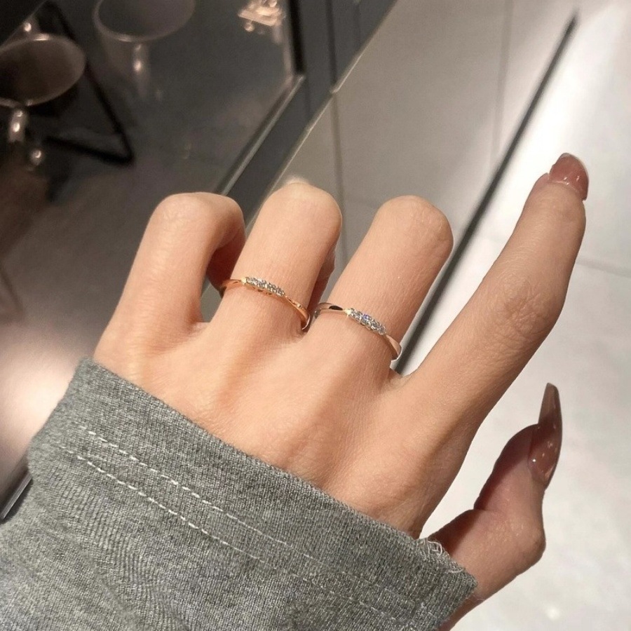 "Man Tian Xing He Flash Diamond Zircon ring for women, non-fading, light luxury, niche and high-end style index finger ring, simple and versatile ring. details Picture