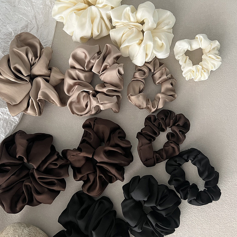 2025 High-end satin hair band, large large intestine hair band, French retro headband, Korean white hair band and rubber band for women Specification drawing