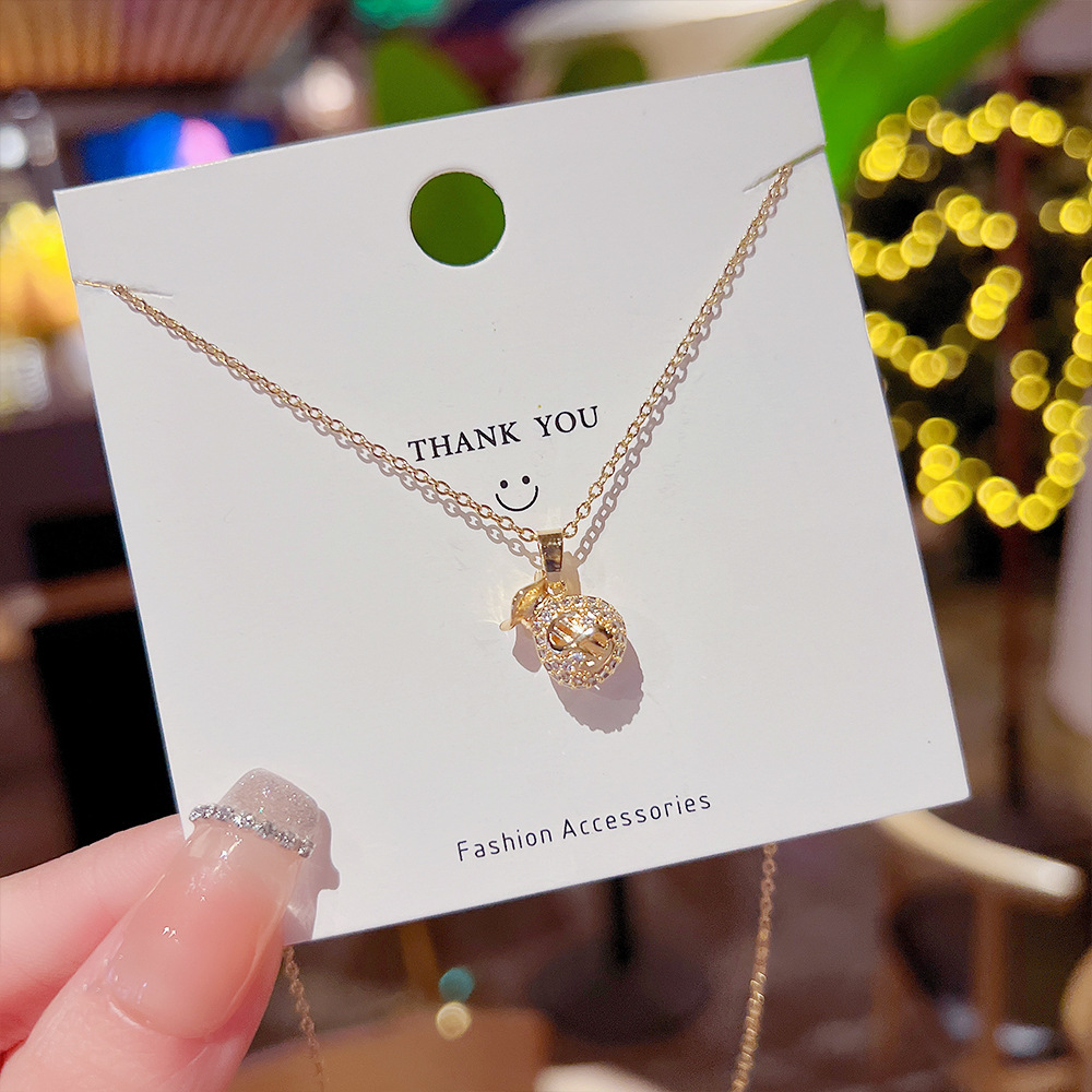 Lucky New Year money bag titanium steel necklace wholesale, non-fading design sense collarbone chain, 2024 new style Internet celebrity necklace Specification drawing