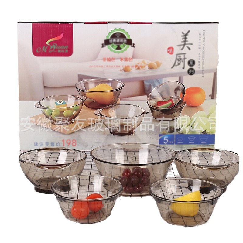 New elegant gift sets of glass cups, bowls, plates and plates, creative glass tableware, salad bowls, business sales gifts Item Picture