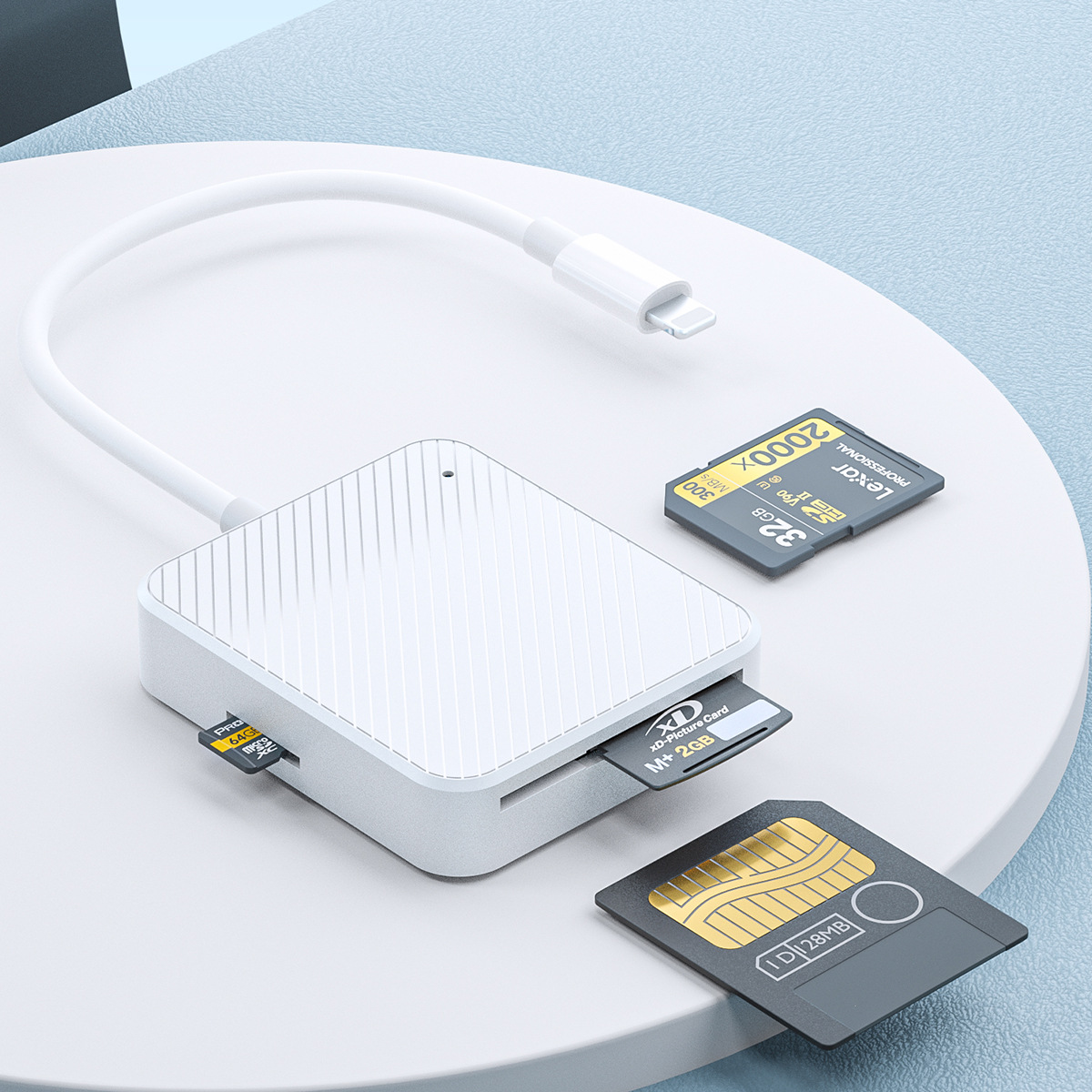 Four-in-one card reader external SM SD XD M2 multi-in-one camera memory card is suitable for Apple type c Specification drawing