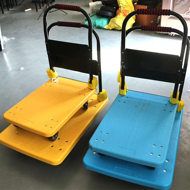 Plastic flatbed cart, folding handcart, handling cart, lightweight and silent small trolley, portable household express delivery small pull cart Application Scenario
