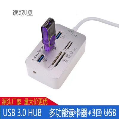 Mobile phone memory card multi-functional 3.0 card reader, usb3.0 one-to-three high-speed usb hub hub splitter details Picture