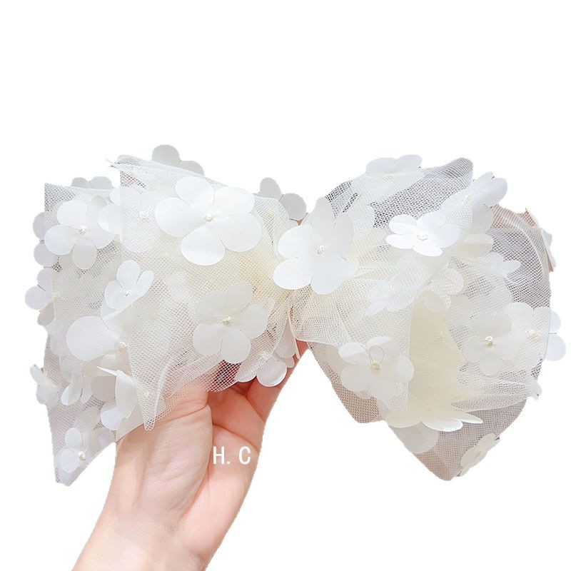 Large bow hairpin, mesh flower, high-end feel, spring clip, sweet new hair accessory, hairpin, super fairy-like headwear for women Item Picture