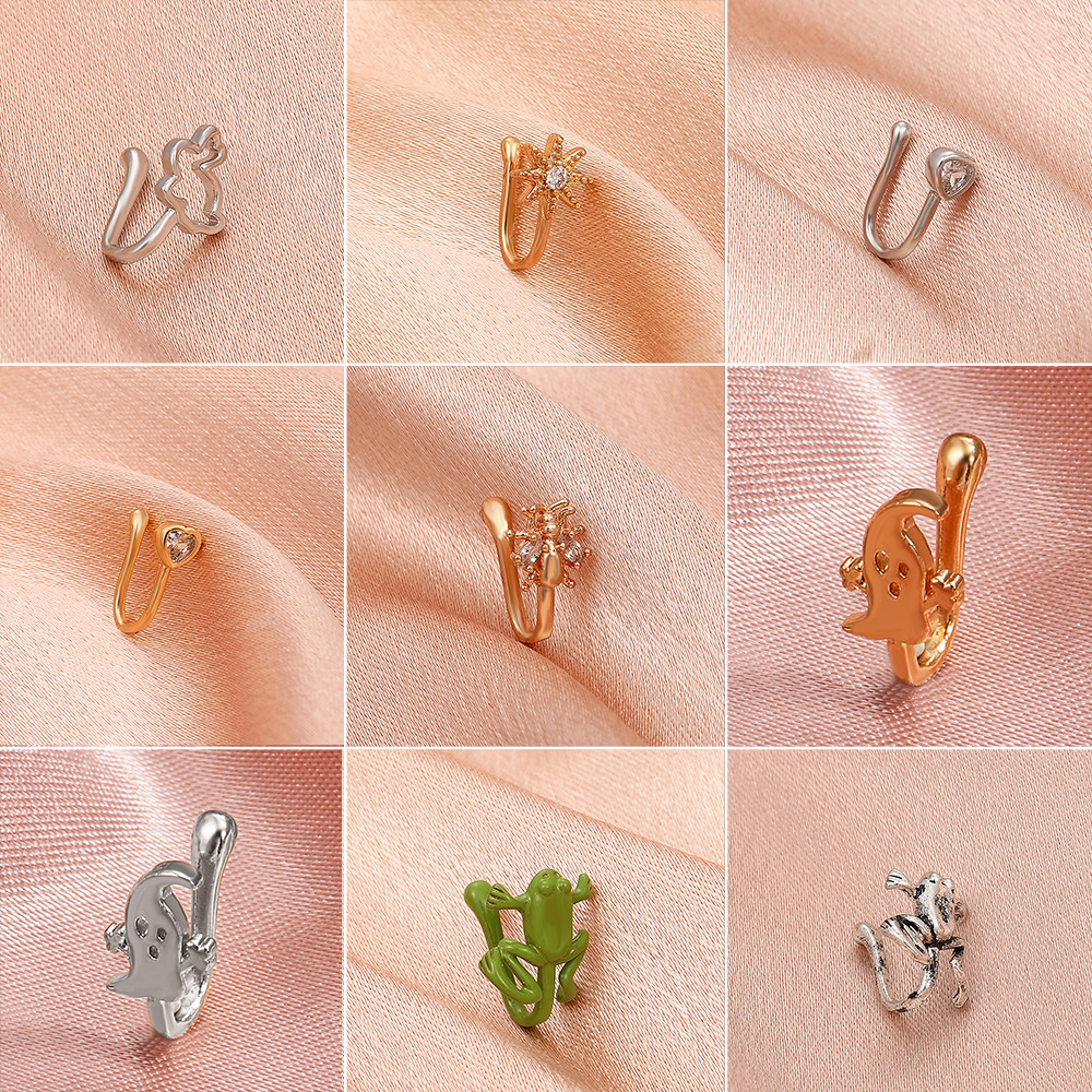European and American Amazon non-piercing nose clip, African retro copper-inlaid zircon U-shaped nose stud adjustable piercing accessory details Picture