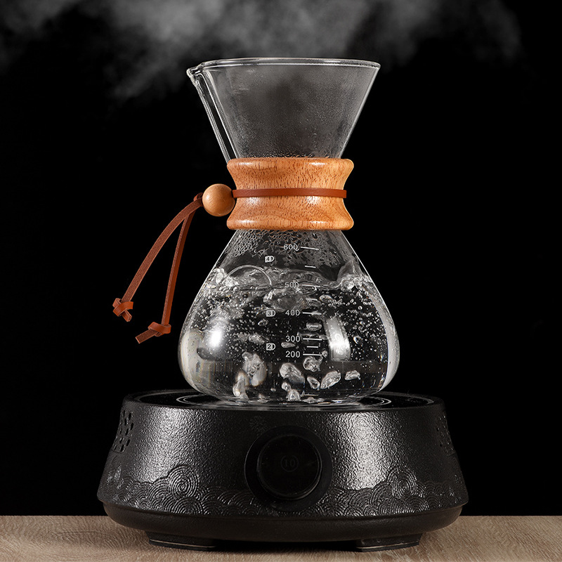 Wholesale hand-brewed coffee POTS, high borosilicate glass sharing POTS with stainless steel filter cups, drip cold-brewed coffee utensils details Picture