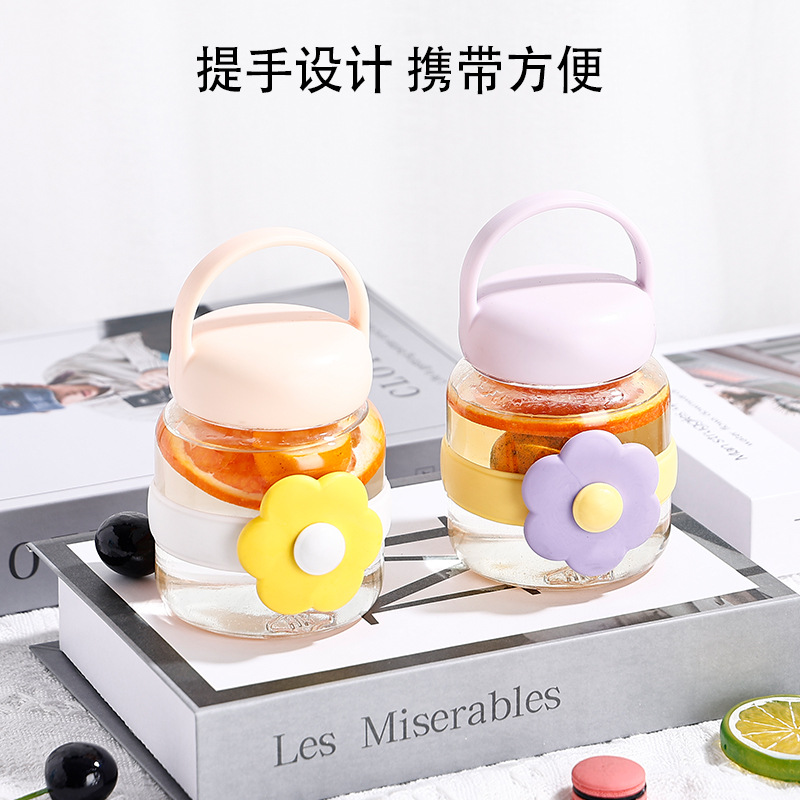 Mini glass cup, small and portable cup for girls, student Internet celebrity, high appearance level, cute and portable milk coffee cup, drinking cup details Picture