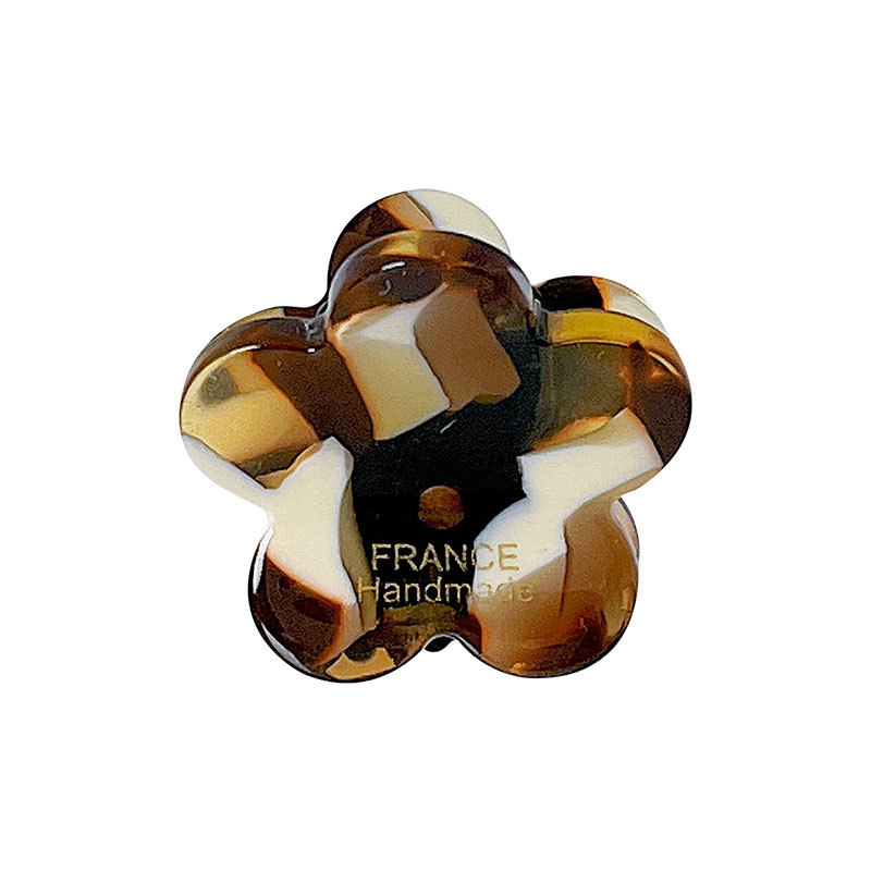 Korean France Gold label ink-wash brown series anti-aging acetic acid flower mini bangs hairpin top clip Item Picture