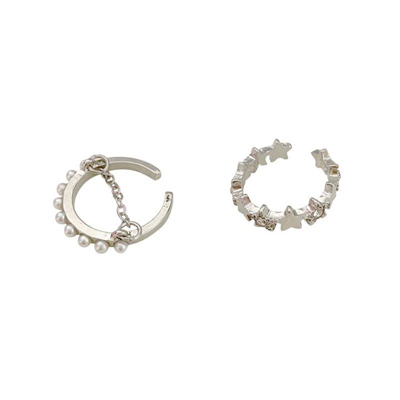 The new pearl ring with a light luxury and high-end feel features a trendy and niche design. The star-shaped open-top ring is simple, individual and versatile Item Picture