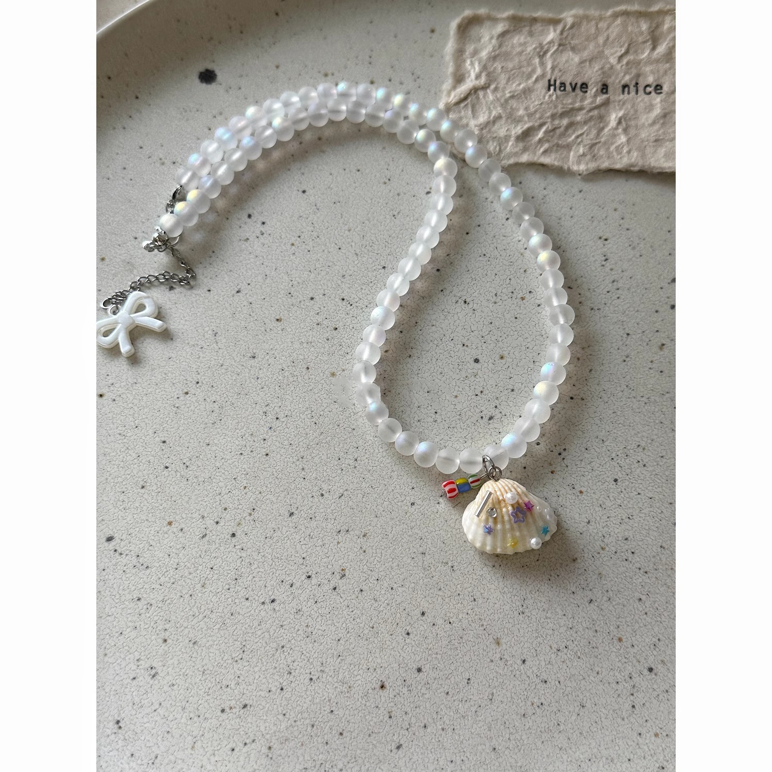 Island vacation style ~ Shell and star bejeweled seaside necklace for women, a refreshing summer vibe, an Instagram niche and versatile collarbone chain Specification drawing