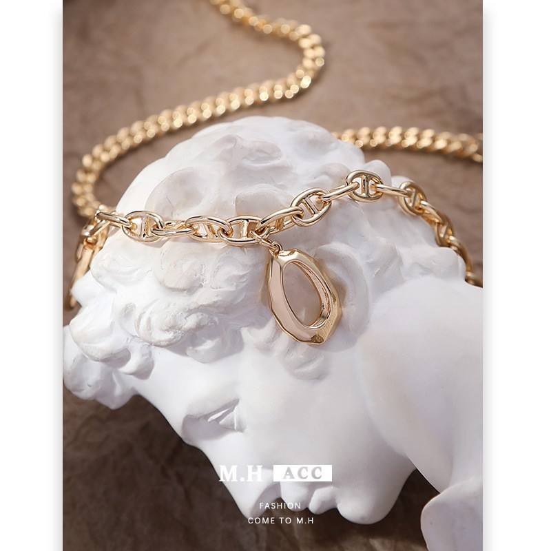 Cross-border Instagram gold irregular necklace, unique feminine charm, niche high-end sense, individual and versatile collarbone necklace Specification drawing