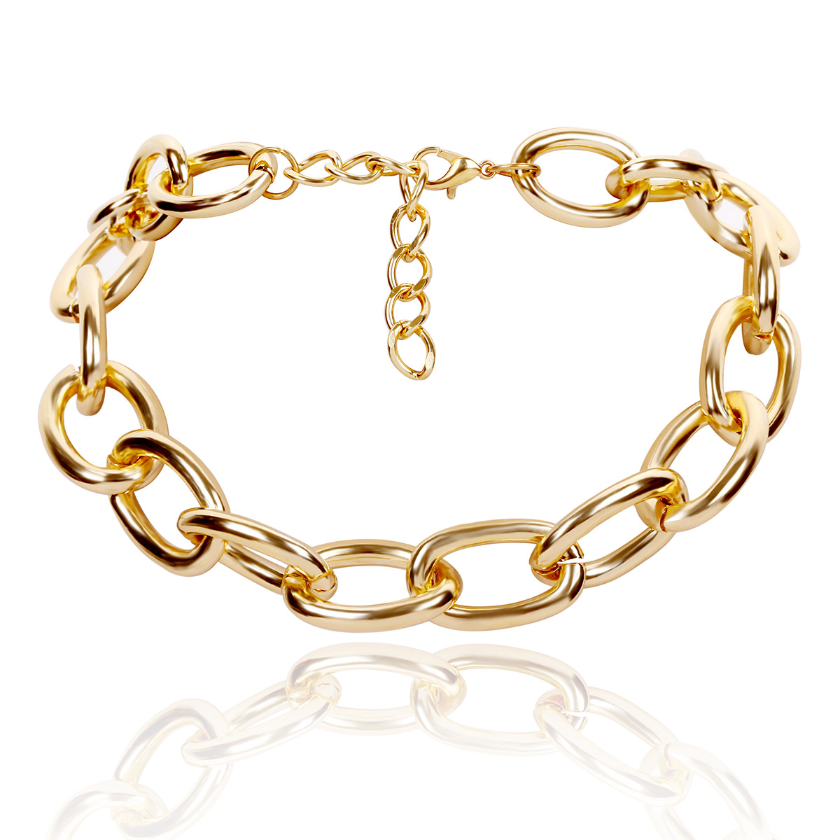 European and American cross-border jewelry, simple and individual metal chain necklace, women's exaggerated frosted punk short necklace Application Scenario