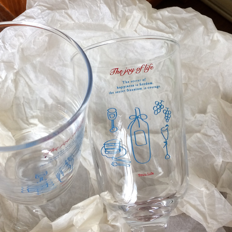 Homemade vintage ins tall glass cups, retro French romantic dessert cups, niche and simple milk cups, heat-resistant Item Picture