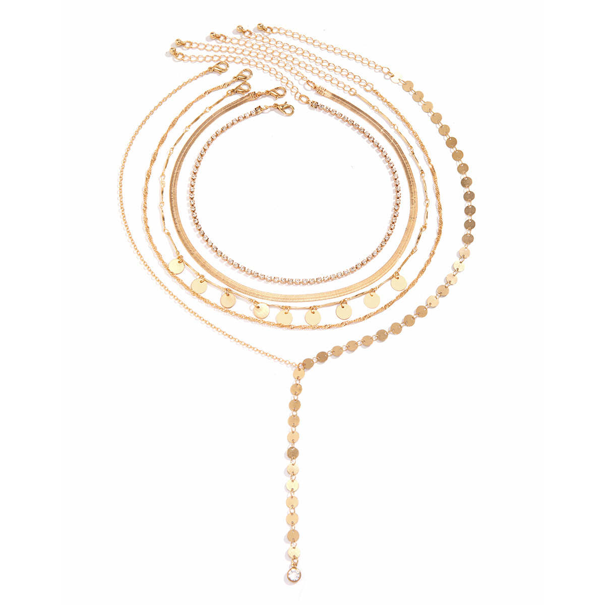 European and American cross-border jewelry simple fine chain imitation pearl necklace for women necklace versatile multi-layer set necklace Item Picture