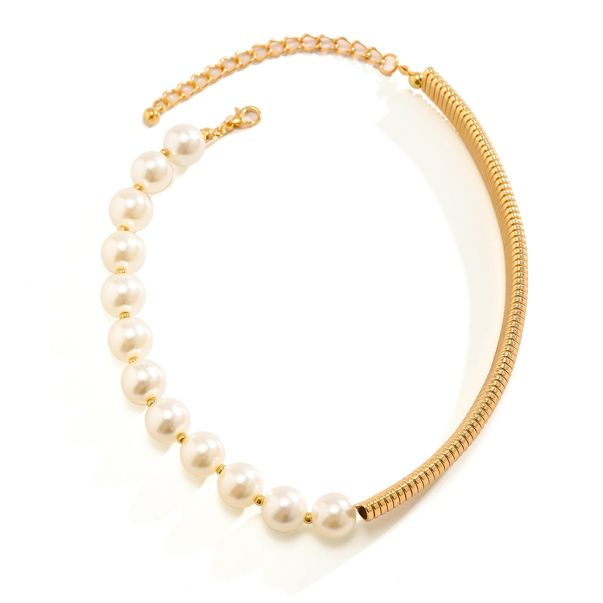 European and American cross-border sweet and cool snake bone chain punk choker necklace accessory, women's niche necklace, pearl imitation versatile necklace Item Picture