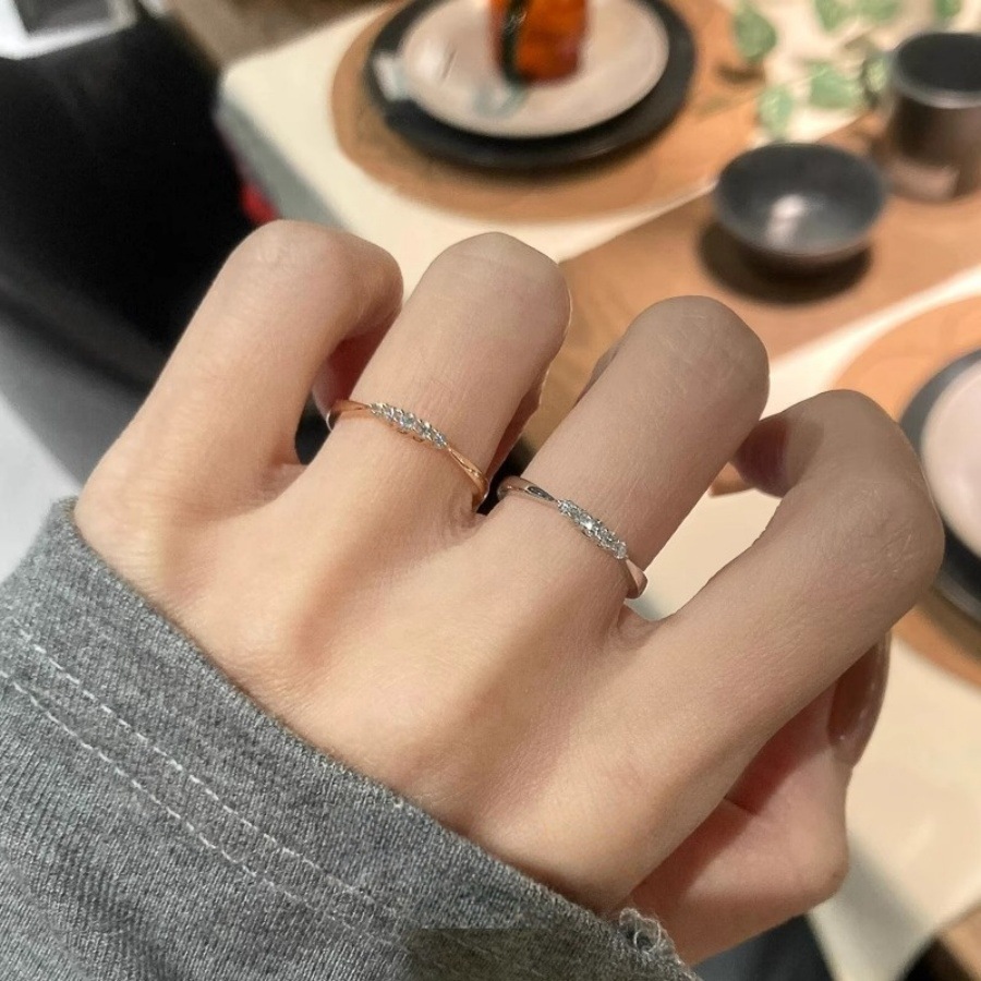 "Man Tian Xing He Flash Diamond Zircon ring for women, non-fading, light luxury, niche and high-end style index finger ring, simple and versatile ring. Specification drawing