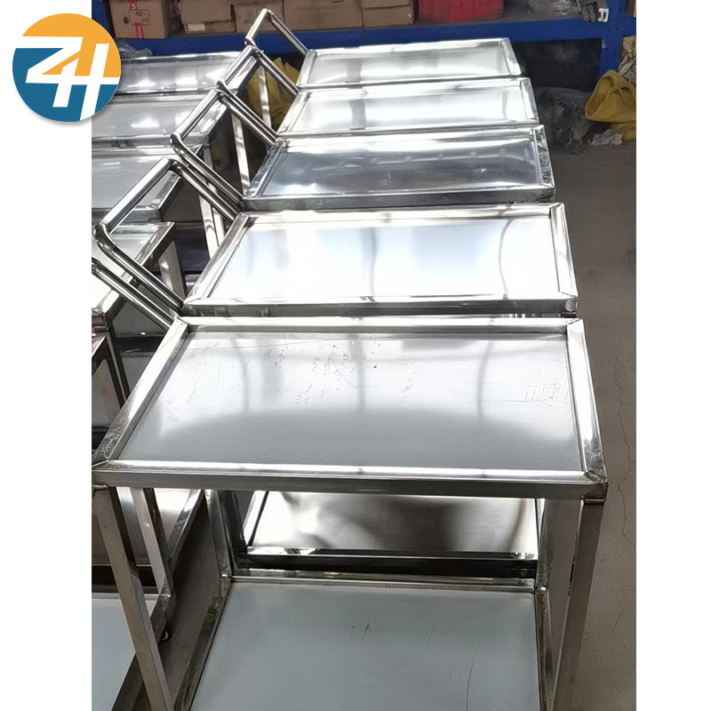 Factory wholesale 304 stainless steel trolleys, hotel and catering tools, transportation and handling stainless steel double-layer trolleys Application Scenario