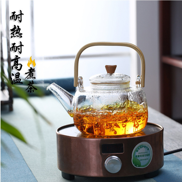 Glass teapot set, high appearance level, household high-temperature resistant thickened explosion-proof boiling teapot, brewing teapot, tea-water separation teapot full figure