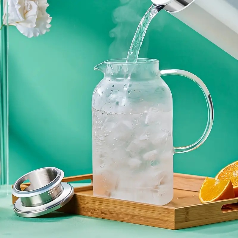 High borosilicate glass high-temperature resistant household cooling water bottle, large-capacity cold boiled water cup, fruit teapot, brewing teapot, tying teapot Specification drawing