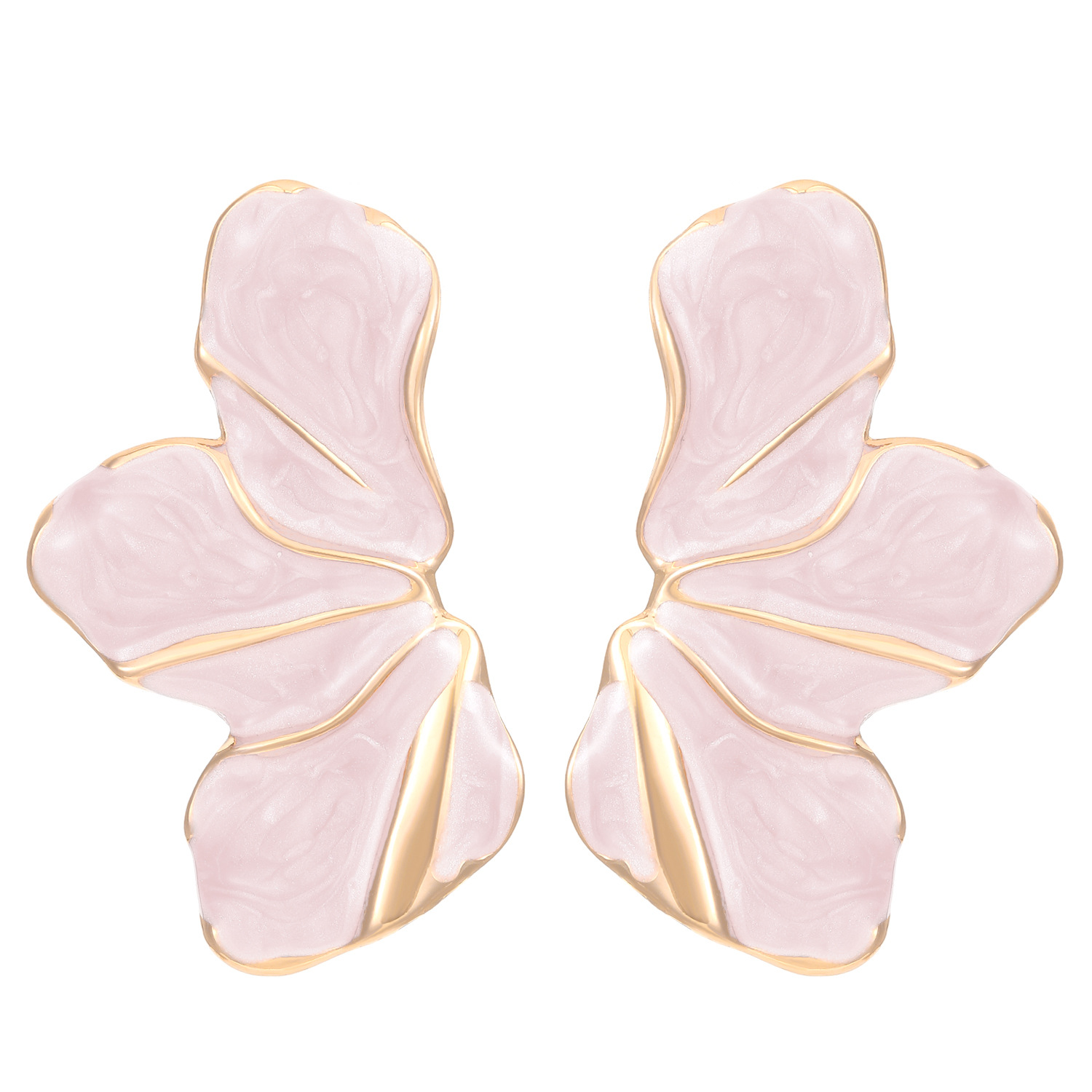 Exaggerated gradient colored oil drip irregular flower stud earrings from Europe and America, personalized flower petal earrings for women Item Picture