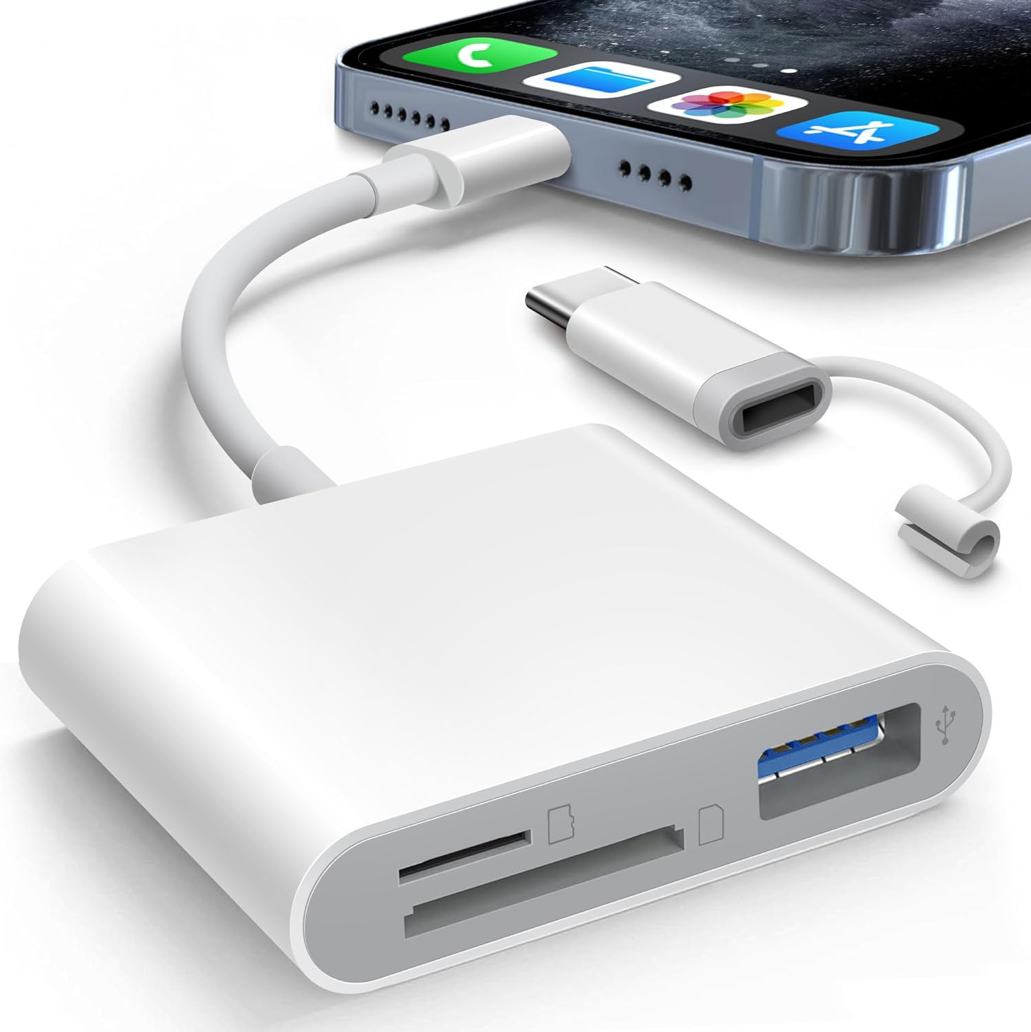 Compatible with Type-C to SD TF CF camera ccd multi-functional card reader for iPhone 16 and 15 Android phones Item Picture