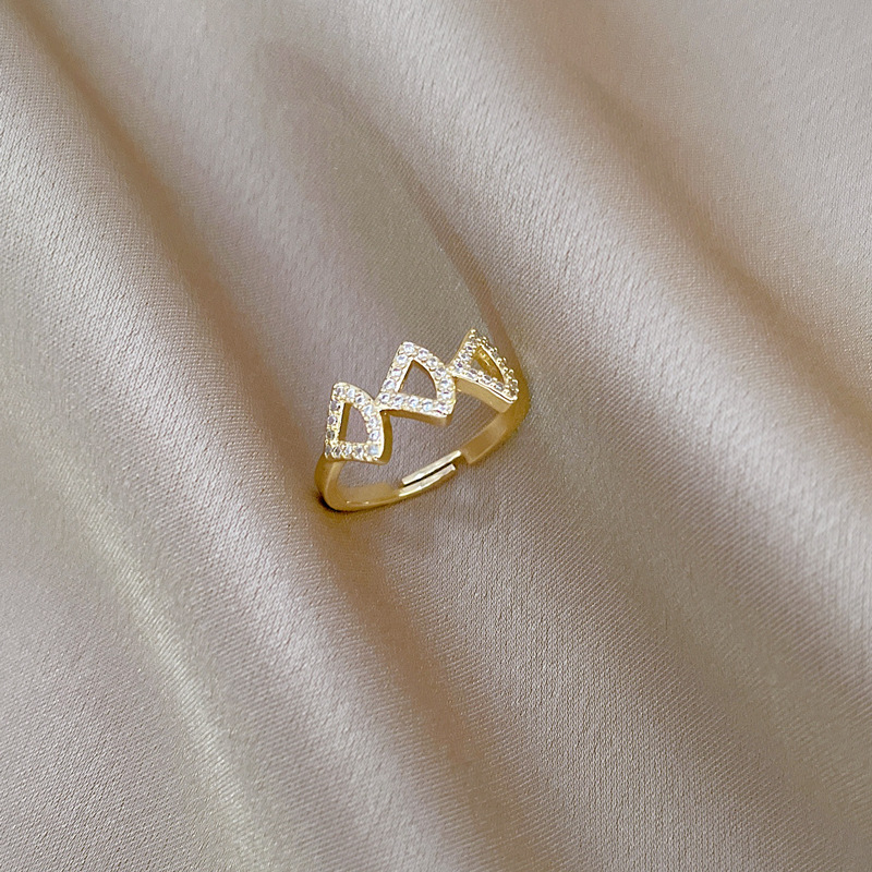 【 Real Gold 】 Ginkgo dress, full diamond ring, adjustable opening, simple jewelry, Japanese-style rings, couple rings Application Scenario