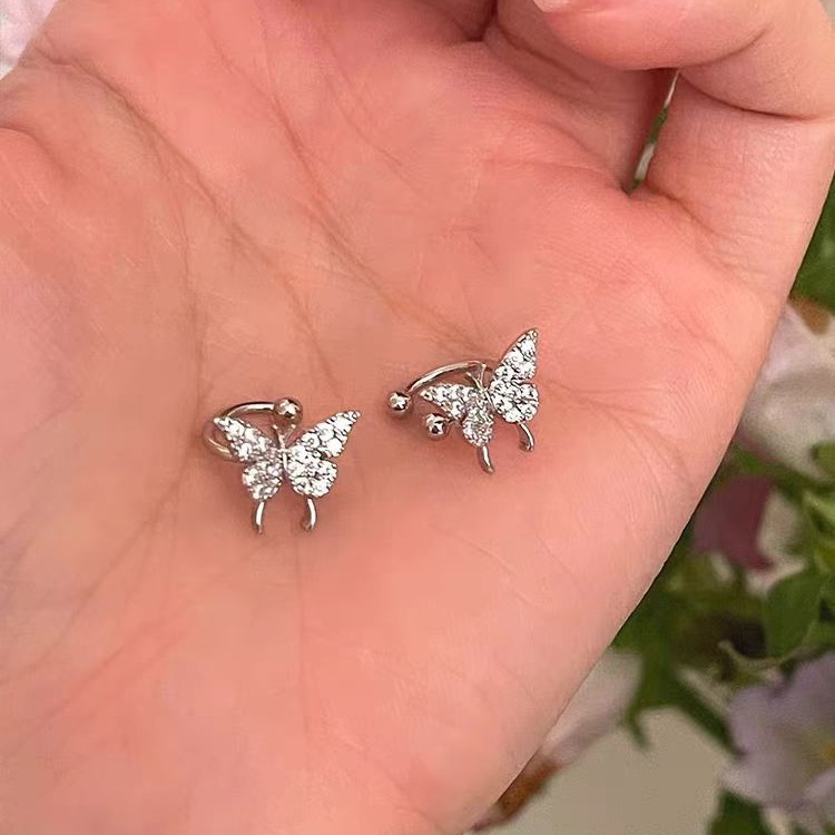 The 2025 new style micro-inlaid zircon fairy forest butterfly pattern stud earrings are simple and compact, featuring stud earrings and stud clips Application Scenario