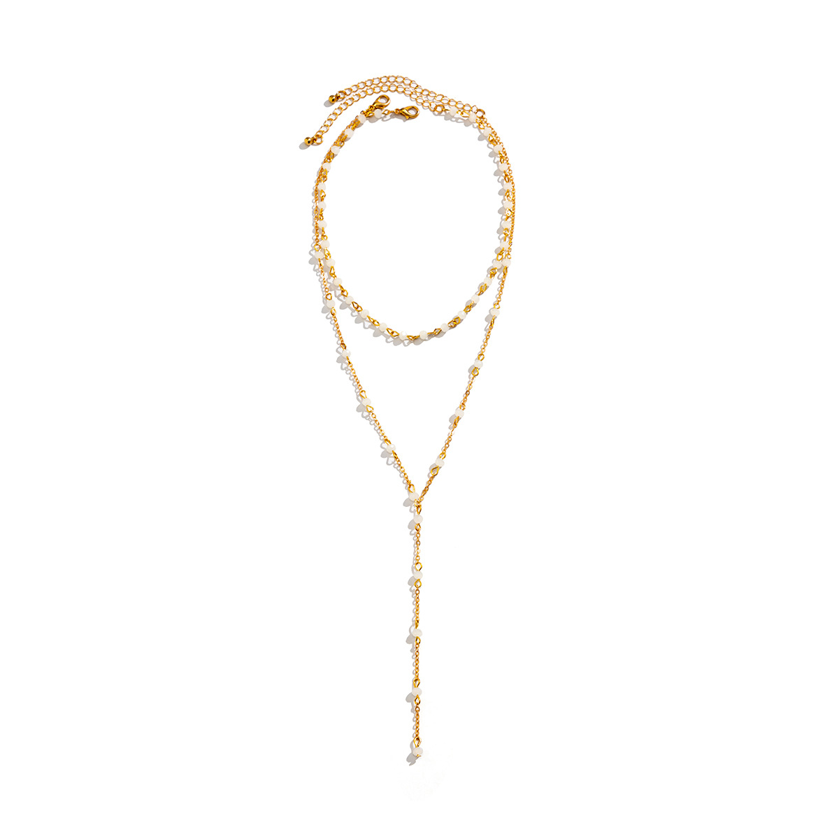 European and American cross-border jewelry, multi-layer stacked retro crystal long sweater chain, personalized beaded trendy necklace for women Item Picture