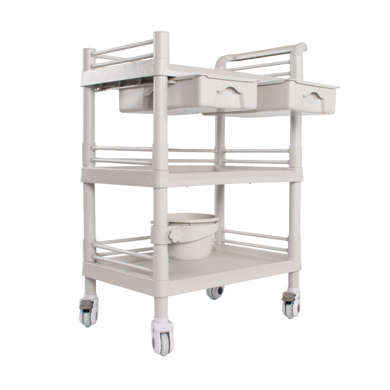 Beauty salon trolley, double-drawer care trolley, multi-functional mobile dressing change trolley for skin management, instrument trolley Item Picture