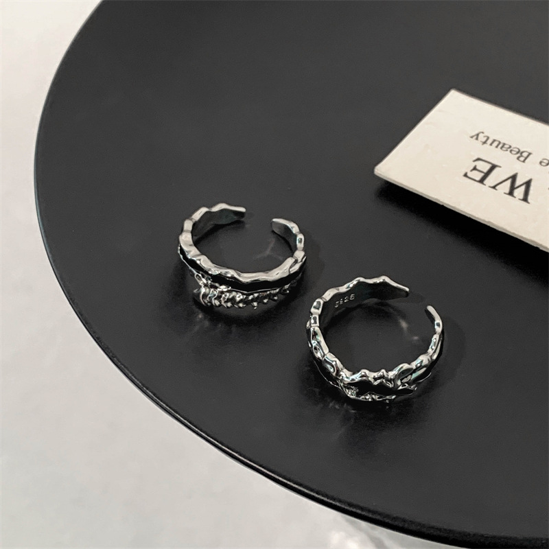 Dark texture drip glaze open ring, a unique design for women, fashionable and individual, new trendy, light luxury and high-end index ring Application Scenario